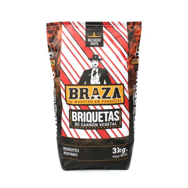 Braza Briqueta de Carbon Vegetal  Bolsa x 3KG